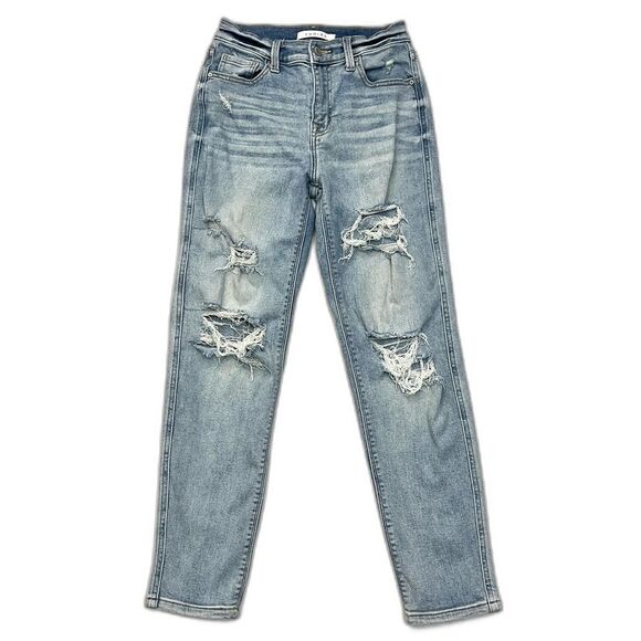 eunina Denim - Eunina Light Blue Distressed Rocky High Rise Boyfriend Jeans Women’s Size 1